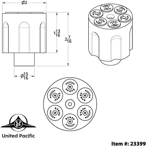 United Pacific 23399 Heavy-Duty Aluminum Gun Cylinder Air Valve Knob, .44mag Style, Screw-On Style, Chrome Plated, Strong & Durable - ONE Unit...