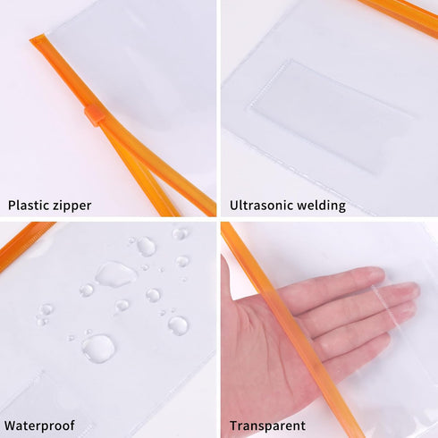 EOOUT 32pcs Poly Zip Envelope, Reusable Envelopes, Pencil Case Bulk, Bill Bag, 9'' x 4.7'', A6 Size, 10 Colors, for Cash School and Office Supplie...