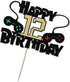 Video Game Happy 12th Birthday Cake Topper,12 Year Old Boy and Kids Video Game Themed Birthday Decoration?Game Controllers Cake Decorations?Game O...