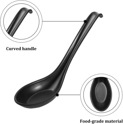 6Pcs Asian Soup Spoons, Melamine Rice Spoons Tablespoon, Chinese/Japanese Kitchen Soup Spoons for Cereal, Small Spoons for Ramen , Deep Oval Hook ...