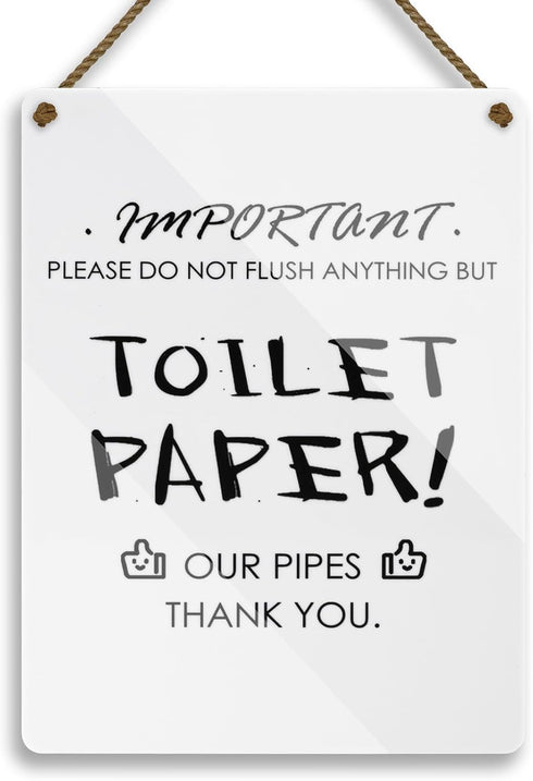 Airbnb Essentials For Hosts - 6"x8" Acrylic Do Not Flush Sign For Bathroom, Cute & Gentle Restroom Toilet Sign, Funny Bathroom Signs (Ready to Han...