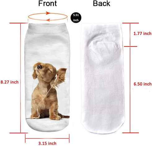 6 Pairs Funny Dog Ankle Socks Cute 3D Animal Low Cut Socks for Women...