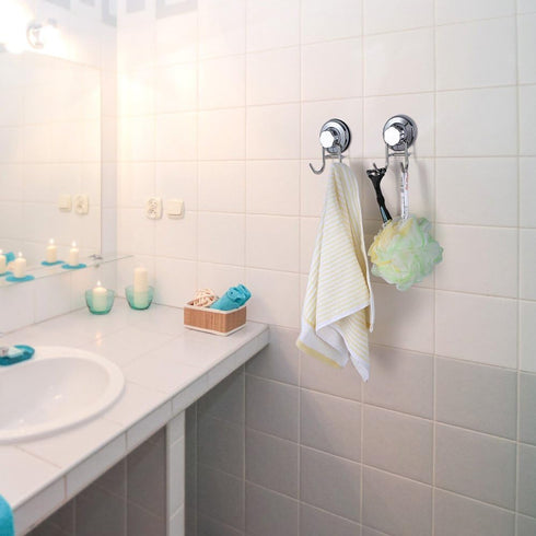 SANNO Suction Cup Hook Holder Shower Hook Super Power Vacumn Suction Bath Hook for Towel Robe Bathroom Kitchen Shower Bath Rustproof Stainless Ste...