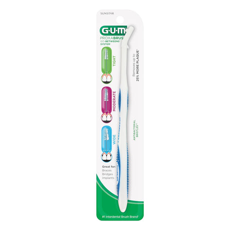 GUM Proxabrush Permanent Handle Refills - Compatible with Go-Betweens Interdental Brushes - Floss Picks for Teeth, Braces, and Implants (6pk)...