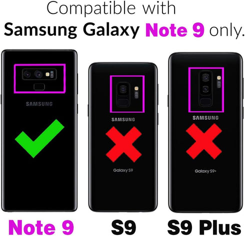 Design for Samsung Galaxy Note 9 Case with Tempered Glass Screen Protector Credit Card Holder Slot, Leather Wallet Phone Cases Stand Kickstand Pro...