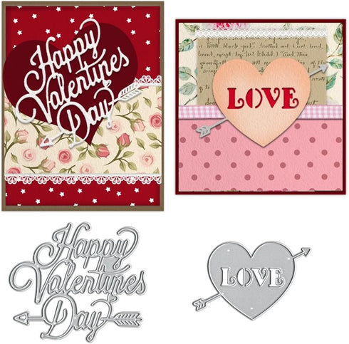 Valentine Love Heart Metal Cutting Dies, Words Die Cuts with Sentiment for Card Making Valentine's Day DIY Scrapbooking and Photo Album Card Craft...