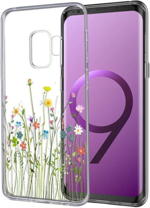 Unov Case Compatible with Galaxy S9 Case Clear with Design Soft TPU Shock Absorption Slim Embossed Floral Pattern Protective Back Cover (Flower Bo...