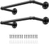 OROPY Industrial Pipe Clothes Rack 21.2” Set of 2, Heavy Duty Wall Mounted Black Iron Garment Bar, Multi-Purpose Clothing Hanging Rod for Laundry ...