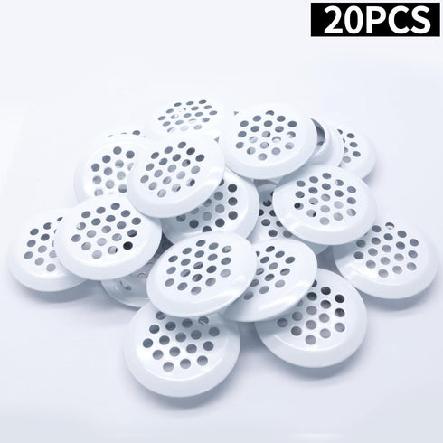20Pcs Circular Air Vents White Soffit Vent, Stainless Steel Round Vent Mesh Hole Louver for Kitchen Bathroom Cabinet Wardrobe, 1.14"(29mm) Mountin...