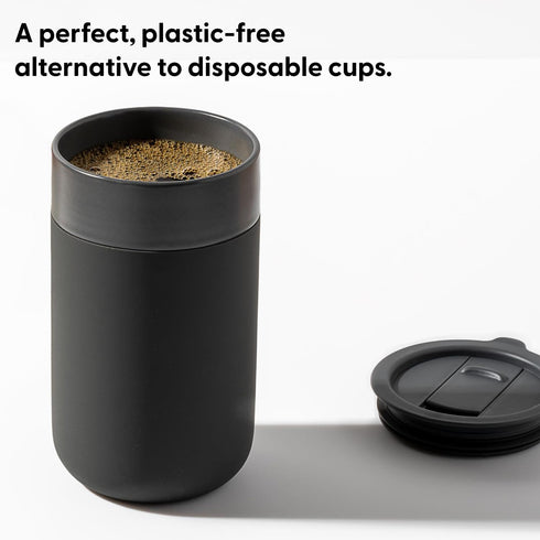 W&P Porter Ceramic Mug w/ Protective Silicone Sleeve, Blush 16 Ounces | On-the-Go | No Seal Tight | Reusable Cup for Coffee or Tea | Portable | Di...