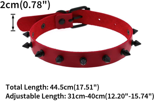 Unisex Multicolor Simulated Leather PU Punk Rock Gothic Black Spiked Rivets Choker Collar Necklace...