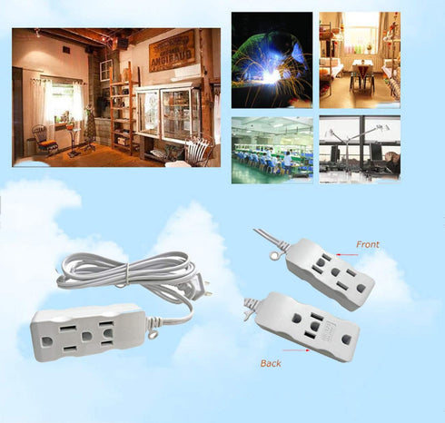 Multi Plug Extender Box 3 Outlet Power Strip,Flat pins Socket,3FT,6Ft,9Ft,15Ft Bulb,TV Long Extension Cord, with 3rd Grounding Pin,White (2.7m/9Ft...