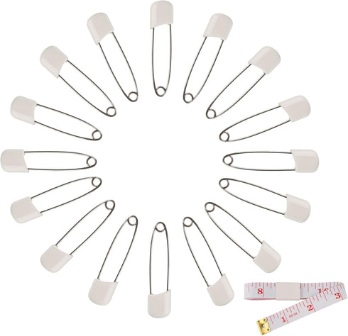 Diaper Pins, White Color Nappy Safety Pins Hold Clip Locking Cloth, Pack of 50...