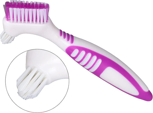 False Teeth Cleaning Brush, Double Sided Portable Denture Toothbrush for Brushes Multi Layered Set Hard Care Toothbrushes...