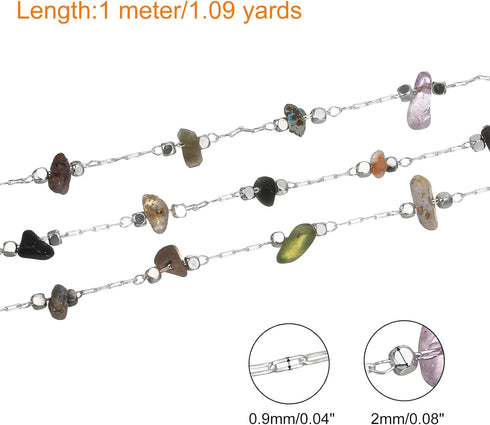 uxcell 2 Yards Irregular Gemstone Chains with Silver Chains Handmade Natural Beading Chain Bulk for Craft DIY Bracelet, Necklace, Jewelry Making (...