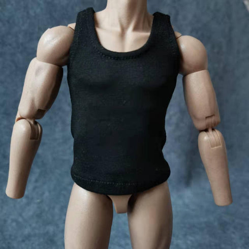 1/6 Custom Scale T-Shirt Sleeveless Vest Clothes for 12" Male & Female Action Figure Doll Clothes Toy (Black + White)...