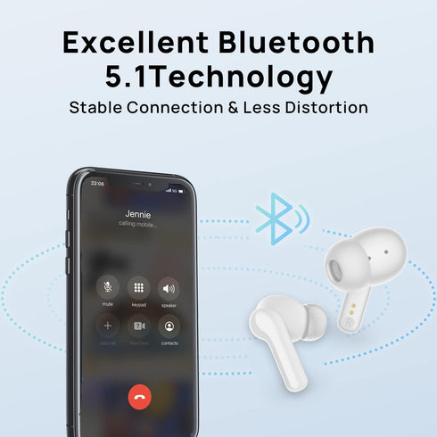 True Wireless Earbuds, Bluetooth 5.1 Active Noise Cancelling Headphones, Sliding Design Charging Case 500mAh, IPX4 Waterproof, Deep Bass Built-in ...