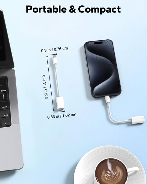 MoKo Lightning to USB C Cable Adapter 2 Pack, Lightning Female to USB C Male Adapter Connector for iPhone 15/15 Pro/15 Pro Max/15 Plus, Support 35...