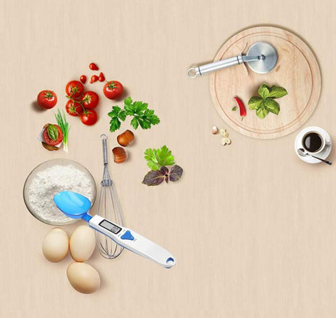 Meichoon Kitchen Scale Digital Food Scale with 3 Measuring Spoons Weighing and Dry Liquid Ingredient Milk Tea Flour Spices Medicine 1.1lb/500g (0....