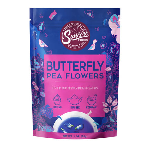 Suncore Foods Dried Butterfly Pea Flowers Bloom, Caffeine-Free Tea, Gluten-Free, Non-GMO, 1oz (1 Pack)...