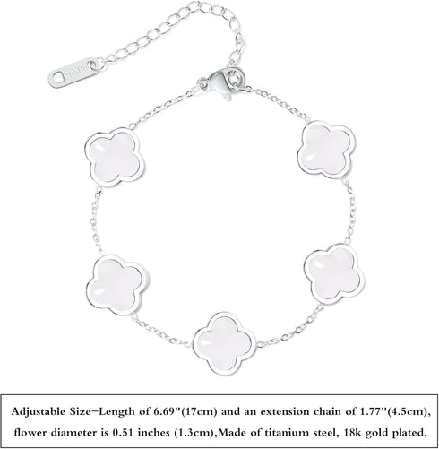 Trendy Link Bracelets for Women 18K Gold Plated Clover Adjustable Lucky Bracelet Mother's Day Gift...