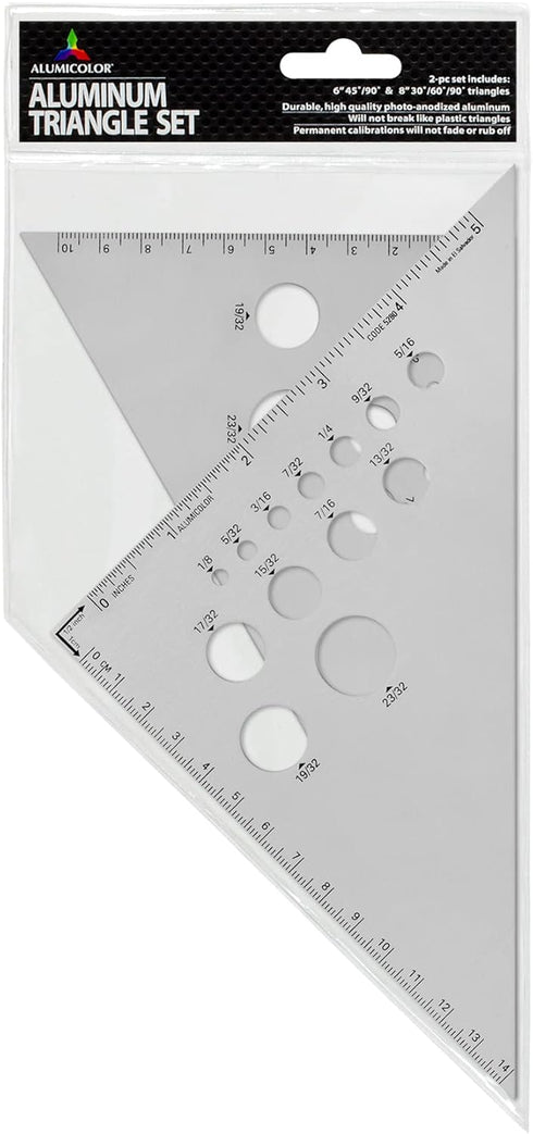 Alumicolor Aluminum Calibrated Drafting Triangle 2 Piece, 6 Inch & 8 Inch Set, 30/60 Degree (8 Inch) & 45/90 (6 Inch)...
