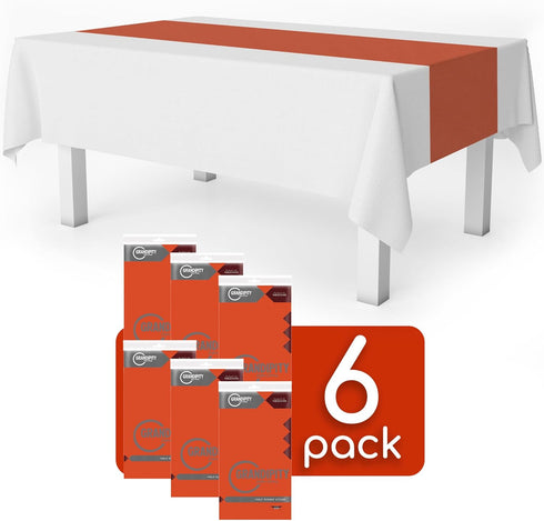 Orange 6 Pack Premium Disposable Plastic Table Runner 14 x 108 Inch. Table Runner for Dinner Parties & Events by Grandipity...