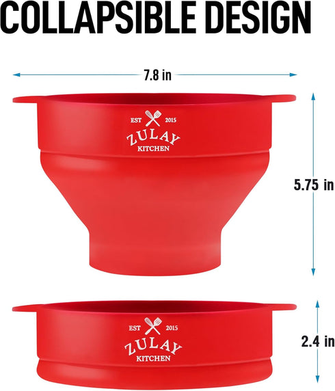 Zulay Microwave Popcorn Popper Bowl Maker with Lid - Collapsible, BPA-Free Silicone, Dishwasher Safe, Wide Spacious Size, No Oil Needed - Family M...