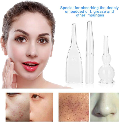 Vacuum Glass Tube, Blackhead Removal Pipes Set Facial Cleansers Whitehead Removing Pipe Kit Machine Accessories Device for Face Suction Pore Clean...