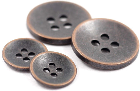 Bezelry Antique Copper Concave Metal Hole Blazer Button Set. 6 Pcs of 23mm, 8 Pcs of 15mm...