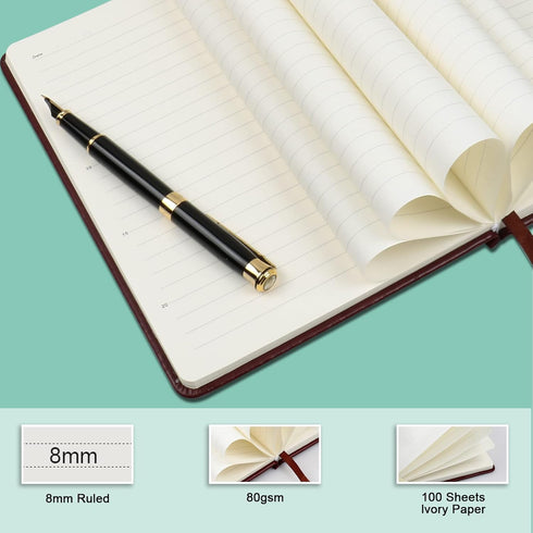Journal notebook (A5-Lined, Brown Color),192 Pages, Medium 5.7X8.3 inches - 80 gsm Thick Paper, Hardcover...