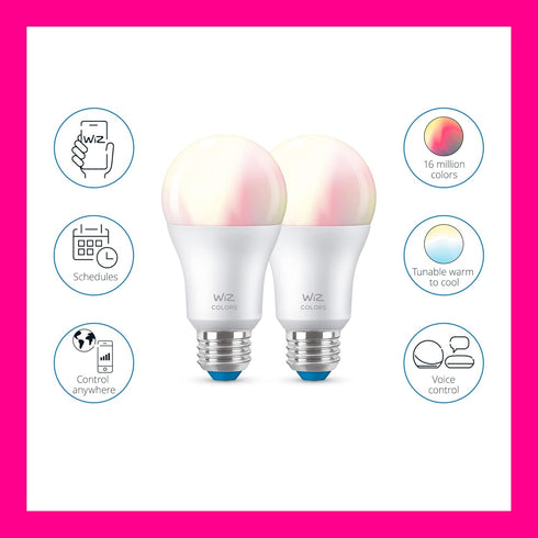 WiZ Connected 60W A19 LED Smart Light Bulbs - Connects to Your Wi-Fi - E26 Smart Bulb - Control with Voice or App + Activate with Motion - Matter ...