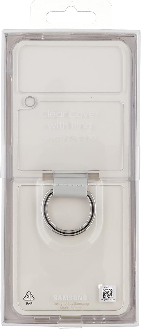 Galaxy Z Flip 3 Phone Case, Clear Protective Cover with Ring, Heavy Duty, Shockproof Smartphone Protector, US Version, Transparent...