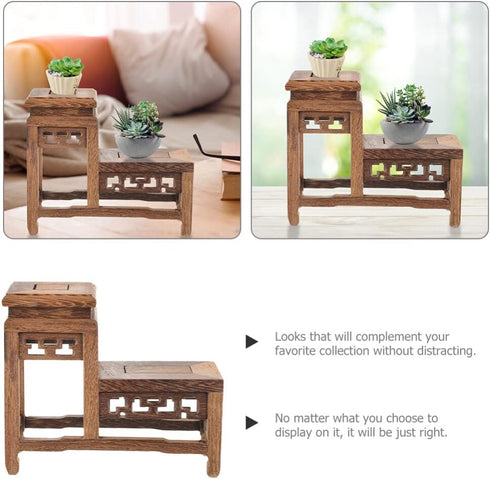 Angoily Vintage Display Stand Wood Stand for Crafts Figurine Display Base Tabletop Wood Base Vase Display Stand Flower Vase Base Buddha Statue Sta...