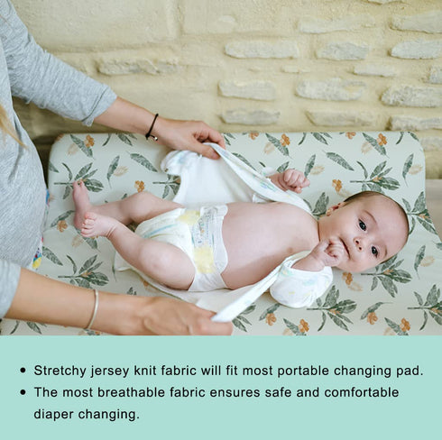 Stretchy Changing Pad Covers BROLEX Carddle Sheet Set for Baby Boys Girls,2 Pack Jersey Knit,Giraffe Leaf...