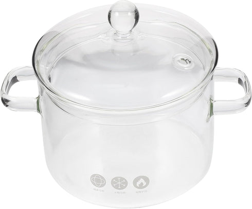 Clear Glass Pot Glass Saucepan with Cover and Handles Clear Cooking Pot Simmer Pot Pan Glass Cookware for Pasta Noodle Soup Milk 1500ml Glass Sauc...