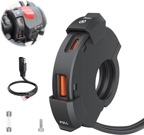 Motorcycle Phone Charger Fast Charge 18W USB 30W Type-C PD Quick Charger SAE to USB Adapter IP65 Waterproof Phone Charger for Phones Tablets GPS...