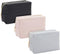 3 Pack Faux Leather Makeup Bag with Zipper, Travel Cosmetic Pouches (3 Neutral Colors)...