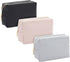 3 Pack Faux Leather Makeup Bag with Zipper, Travel Cosmetic Pouches (3 Neutral Colors)...