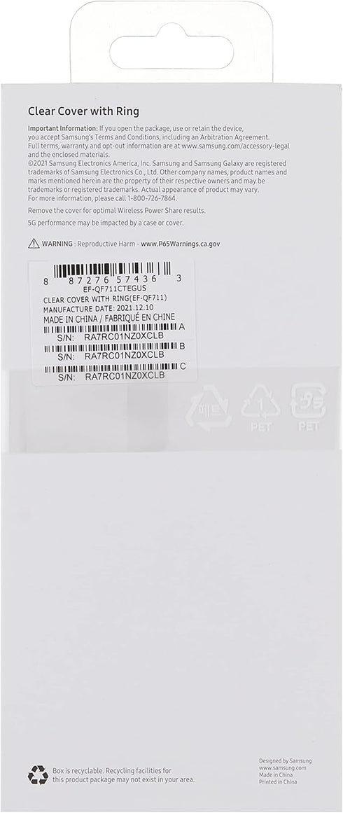 Galaxy Z Flip 3 Phone Case, Clear Protective Cover with Ring, Heavy Duty, Shockproof Smartphone Protector, US Version, Transparent...