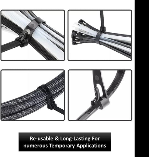 Kable Kontrol Reusable Cable Zip Ties 8 Inch 100 Pcs Black, 50 Lbs Tensile Strength, Self-Locking, Multipurpose Trigger Releasable & Adjustable Ny...