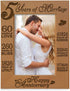KATE POSH - 5 Years of Marriage Photo Frame - Happy 5th Anniversary Wood - Engraved Natural Solid Wood Picture Frame (5x7-Vertical)...