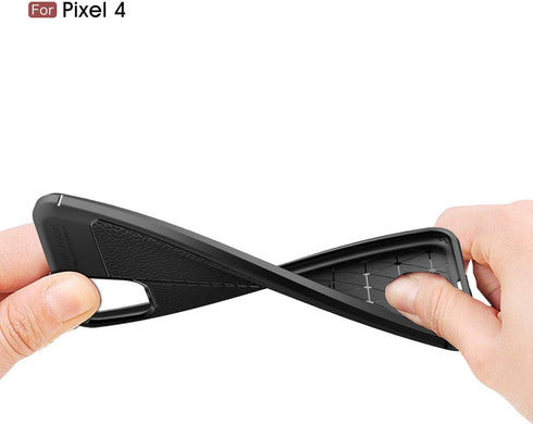 Case Compatible with Google Pixel 4 Case, Leather Texture Design Cover Anti-Scratch Shock Absorption Case for Google Pixel 4 (Black)...