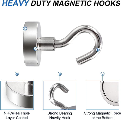 LOVIMAG Cruise Magnets for Door, 25lbs Magnet Hooks for Cruise Cabin,Strong Magnetic Hooks for Hanging,Refrigerator, Ceiling, Kitchen, Neodymium M...