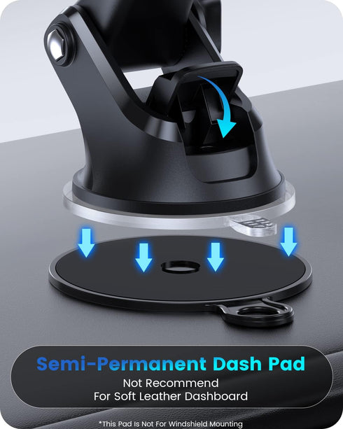 OQTIQ Easy One Pull-Push Telescopic Arm Dashboard & Windshield & Vent Universal Suction Cup Car Phone Holder for All Cellphones(4-6.8")- H6 Carbon...