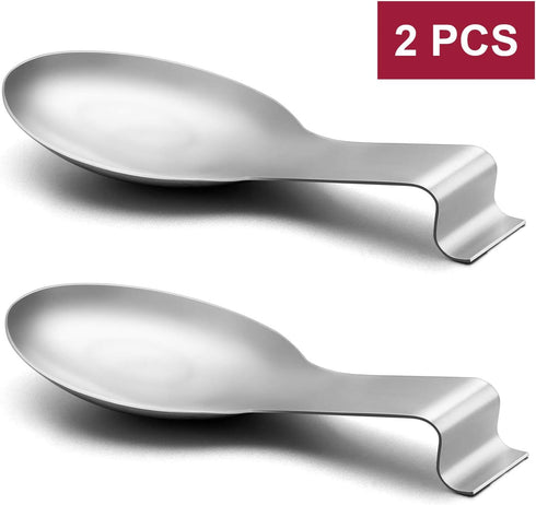 Spoon Rest Set of 2, E-far Stainless Steel Spoon Ladle Holder Spatula Rest for Kitchen Stove Top, Large Size & Dishwasher Safe...