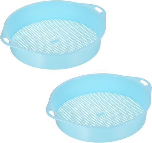 MECCANIXITY Garden Sifting Pan, Round Potting Sieve Plastic Mesh Filter Soil Screen Gardening Tool for Garden Yard, Blue 2 Pack...