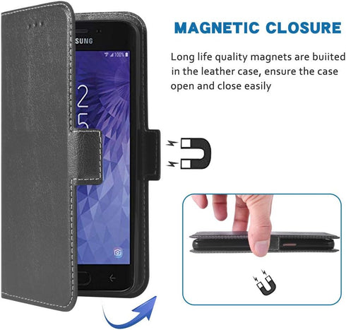Phone Case for Samsung Galaxy J7 Star J 7 Crown 7J Refine 2018 J7V V 2nd Gen Folio Flip Wallet Case,PU Leather Credit Card Holder Slots Full Body ...