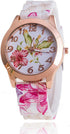 CdyBox Women Ladies Girls Floral Dial Silicone Band Analog Watches Rose Gold Tone Numbers (5 Pack)...