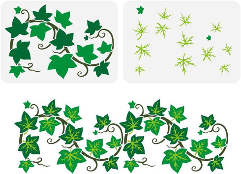 FINGERINSPIRE 2PCS Layered Ivy Stencil for Painting 8.3x11.7 inch Large Ivy Painting Stencil Reusable Leaf Leaves Plant Drawing Template Plants Th...